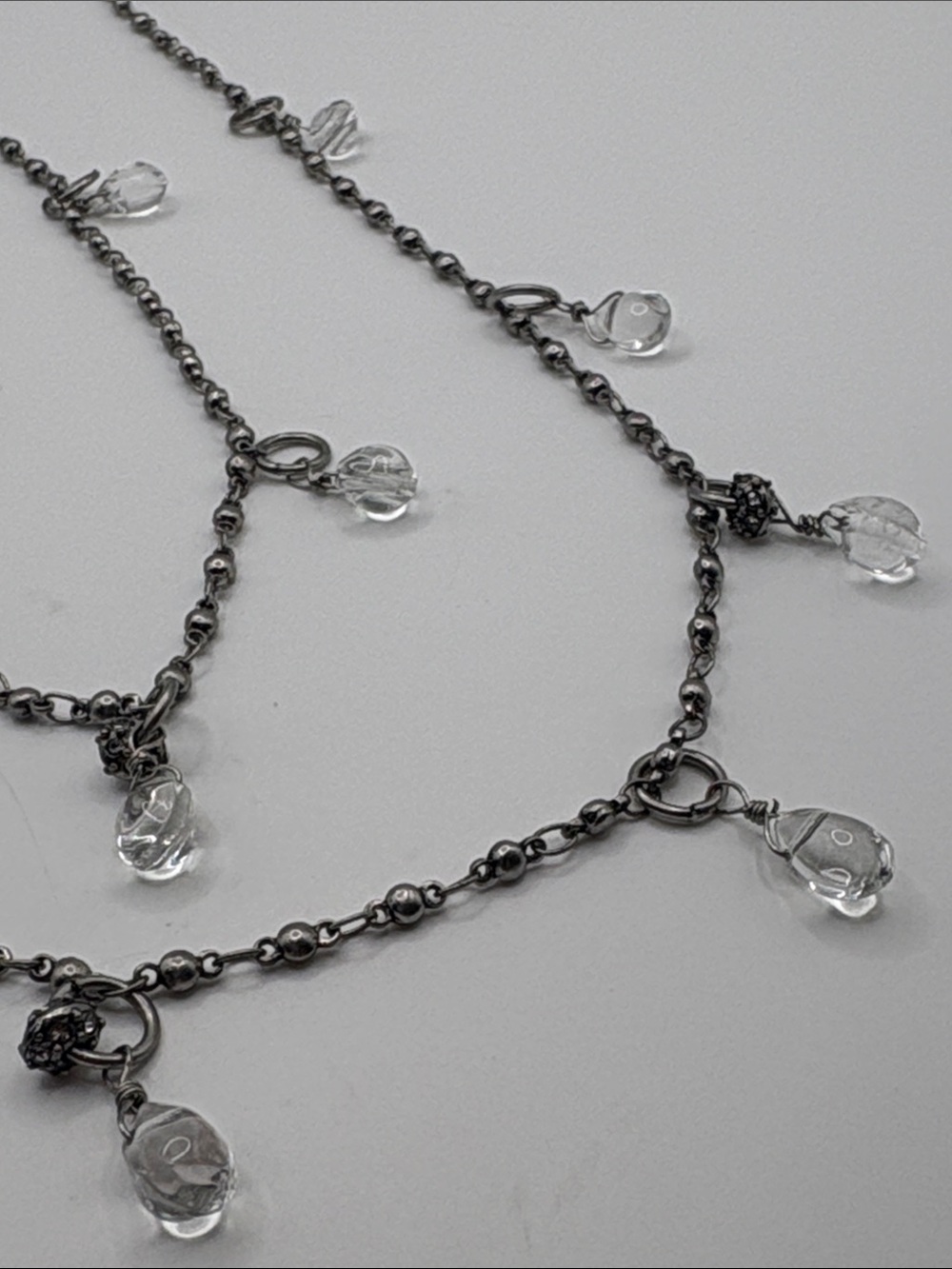 Ann Taylor Dainty Chain Necklace Clear Crystal Drops 20”